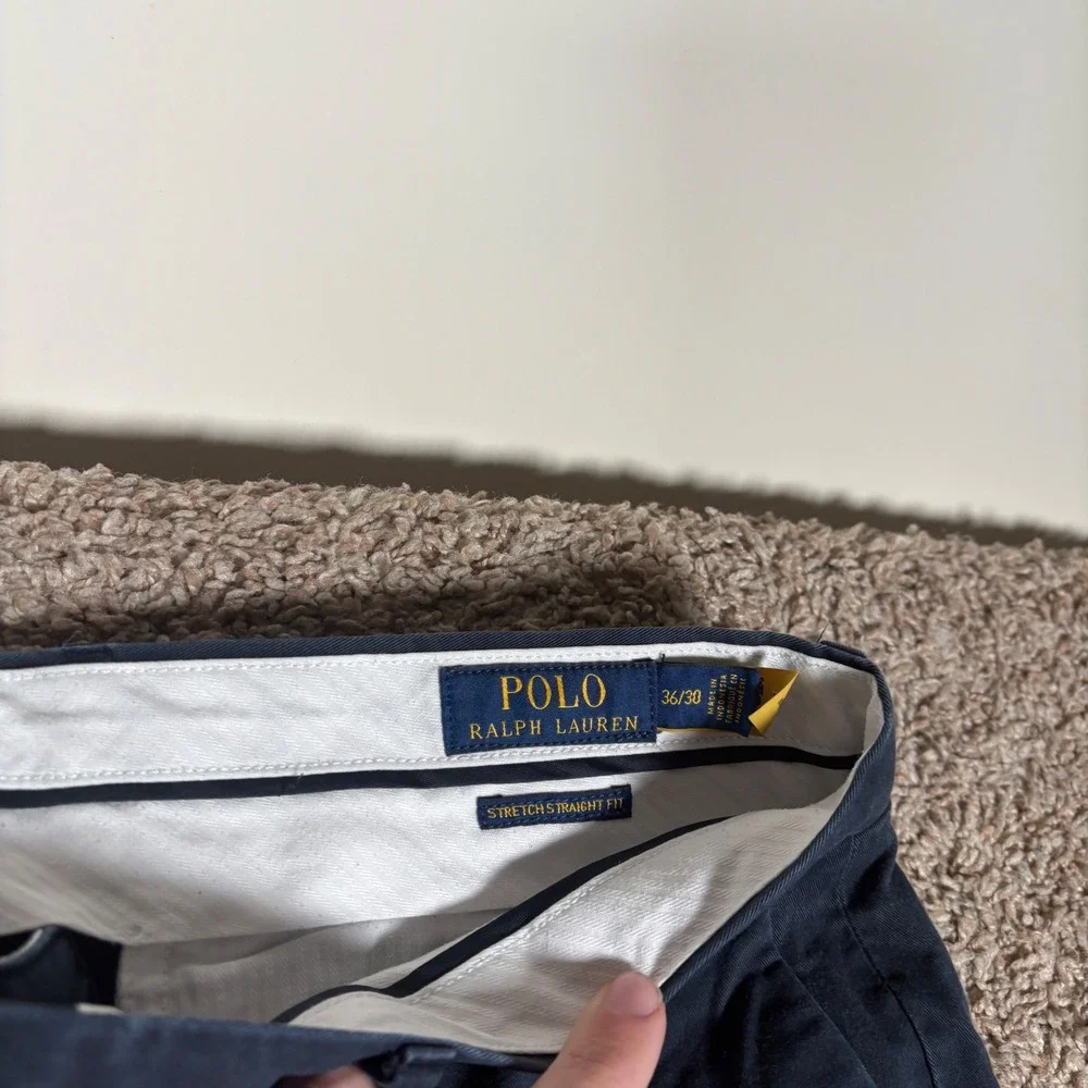 Polo Ralph Lauren Men's Navy Blue Stretch Straight Fit Chino‎ Pants 36x30